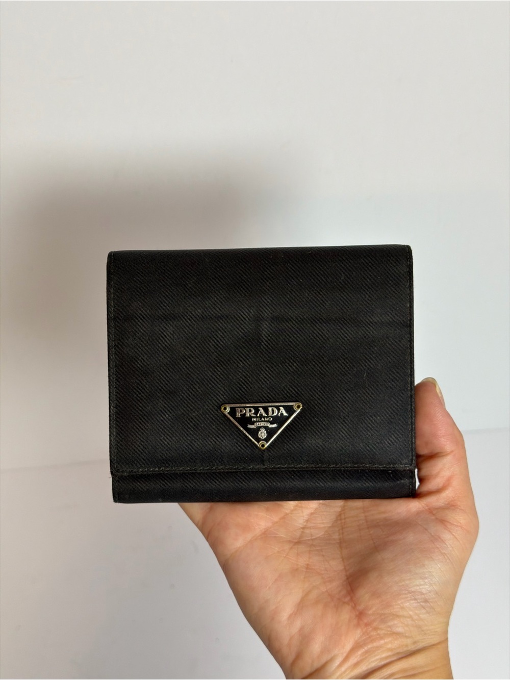Prada Tessuto Compact Black Nylon Wallet